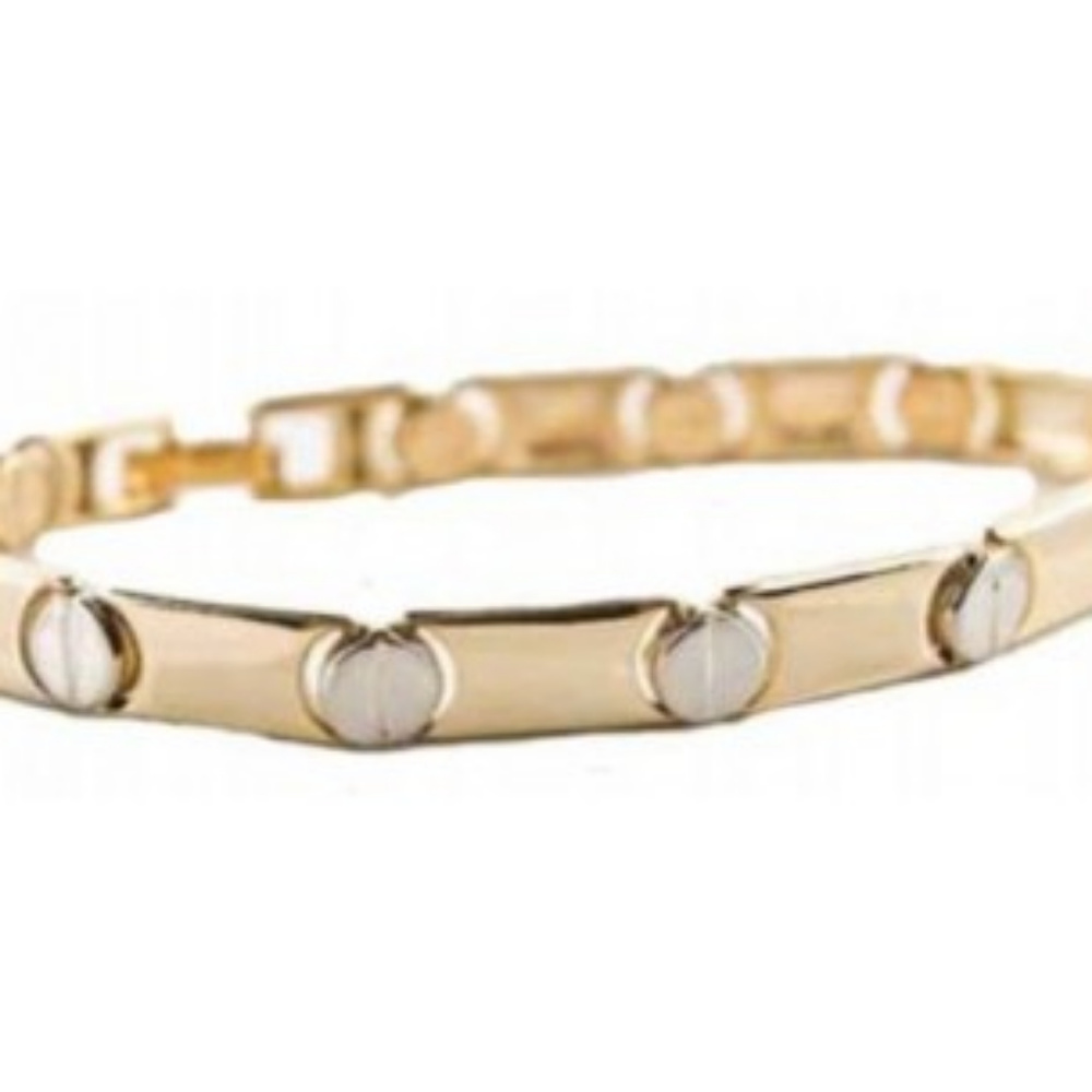 Gold-Tone Women's Bracelet with Silver Accent Discs